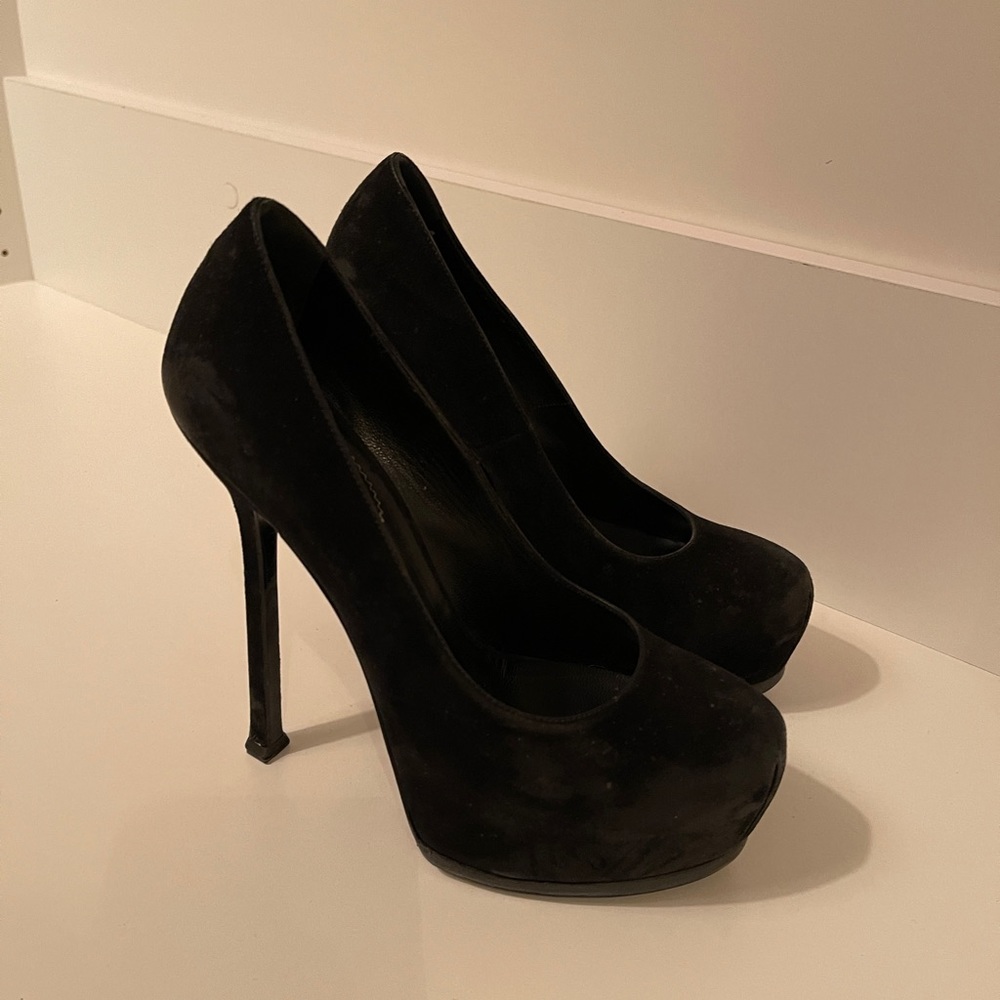 YSL black suede pumps size 37
